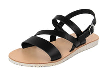 Carica l&#39;immagine nel visualizzatore di Gallery, Sandali flat Donna in Pelle Nero
