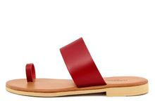 Carica l&#39;immagine nel visualizzatore di Gallery, Sandali flat Donna in Pelle Rosso
