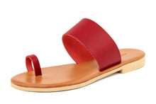 Carica l&#39;immagine nel visualizzatore di Gallery, Sandali flat Donna in Pelle Rosso
