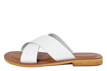 Carica l&#39;immagine nel visualizzatore di Gallery, Sandali flat Donna in Pelle Bianco
