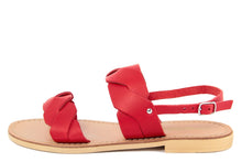Carica l&#39;immagine nel visualizzatore di Gallery, Sandalo flat in Pelle Rosso
