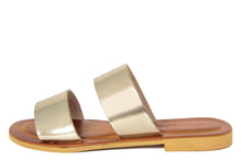 Carica l&#39;immagine nel visualizzatore di Gallery, Sandali flat Donna in Pelle Dorato
