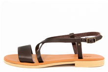 Carica l&#39;immagine nel visualizzatore di Gallery, Sandali flat Donna in Pelle Marrone
