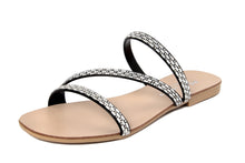 Carica l&#39;immagine nel visualizzatore di Gallery, Sandali flat Donna in Sintetico Nero

