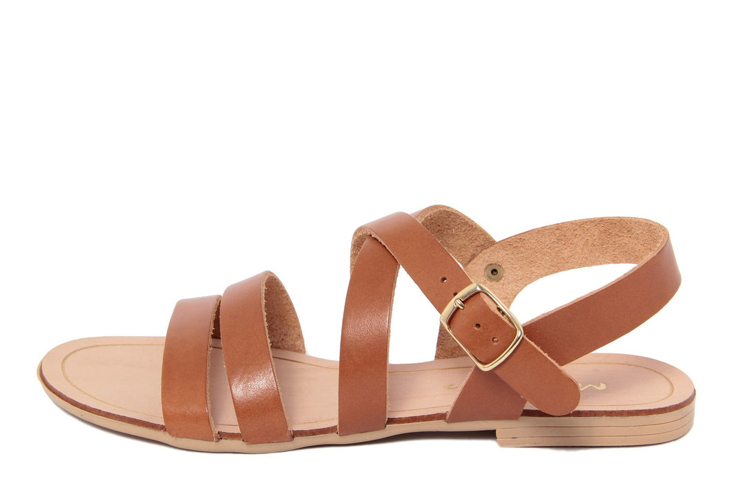 Sandali flat Donna in Pelle Cuoio