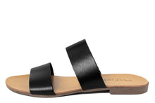 Carica l&#39;immagine nel visualizzatore di Gallery, Sandali flat Donna in Pelle Nero
