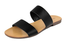 Carica l&#39;immagine nel visualizzatore di Gallery, Sandali flat Donna in Pelle Nero

