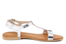 Carica l&#39;immagine nel visualizzatore di Gallery, Sandali flat Donna in Pelle Argentato
