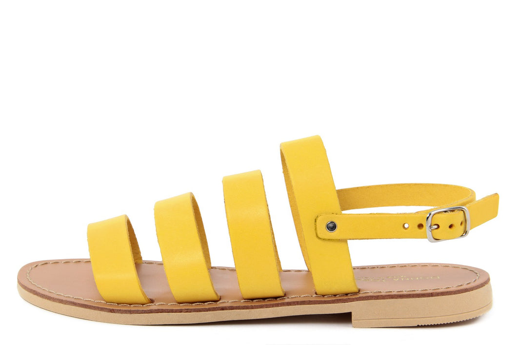 Sandalo flat in Pelle Giallo