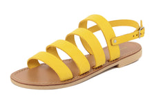 Carica l&#39;immagine nel visualizzatore di Gallery, Sandalo flat in Pelle Giallo
