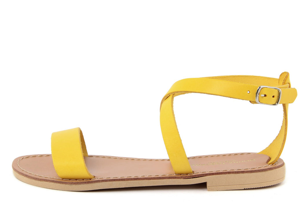 Sandalo flat in Pelle Giallo