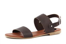 Carica l&#39;immagine nel visualizzatore di Gallery, Sandali Flat Made in Italy in pelle colore Marrone
