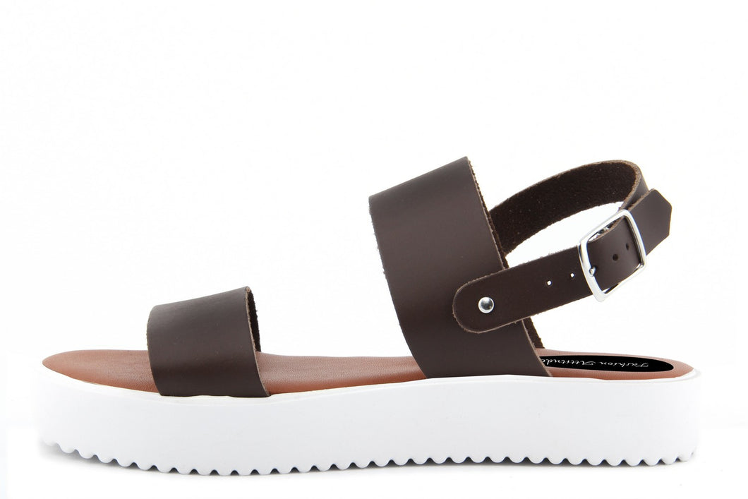 Sandali Platform Made in Italy in pelle colore Marrone