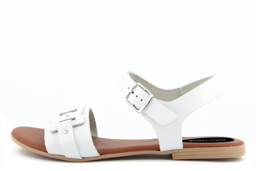 Sandali Flat Made in Italy in pelle colore Bianco