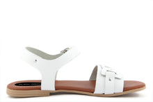 Carica l&#39;immagine nel visualizzatore di Gallery, Sandali Flat Made in Italy in pelle colore Bianco
