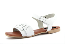 Carica l&#39;immagine nel visualizzatore di Gallery, Sandali Flat Made in Italy in pelle colore Bianco
