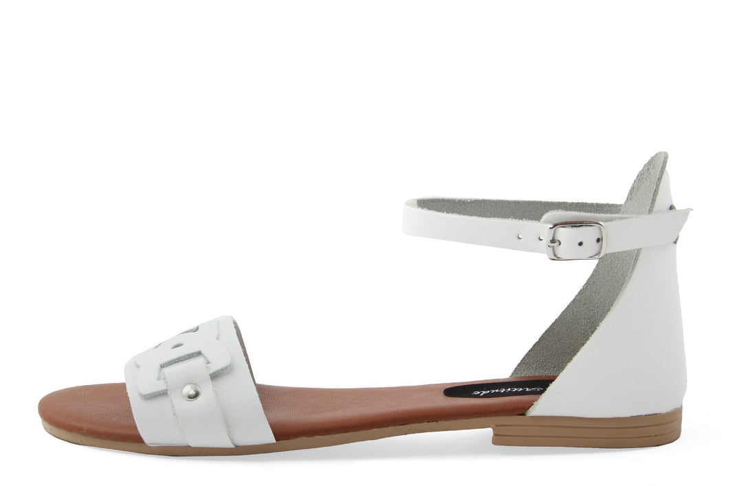 Sandali Flat Made in Italy in pelle colore Bianco