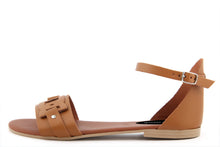 Carica l&#39;immagine nel visualizzatore di Gallery, Sandali Flat Made in Italy in pelle colore Cuoio
