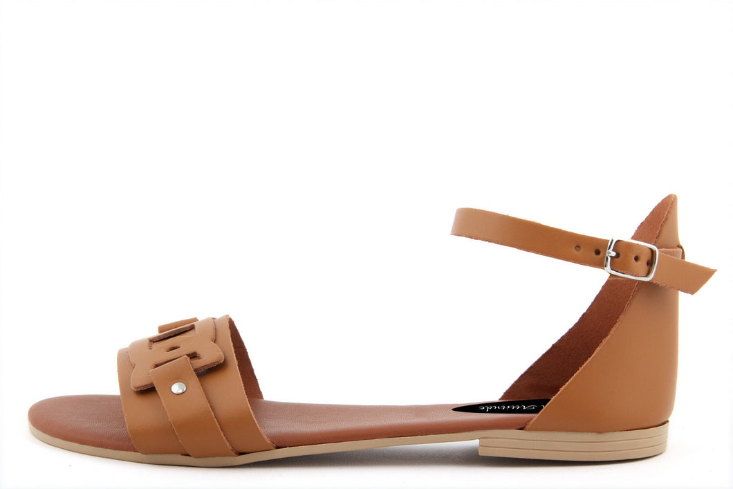 Sandali Flat Made in Italy in pelle colore Cuoio