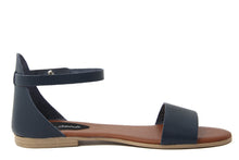 Carica l&#39;immagine nel visualizzatore di Gallery, Sandali Flat Made in Italy in pelle colore Blu
