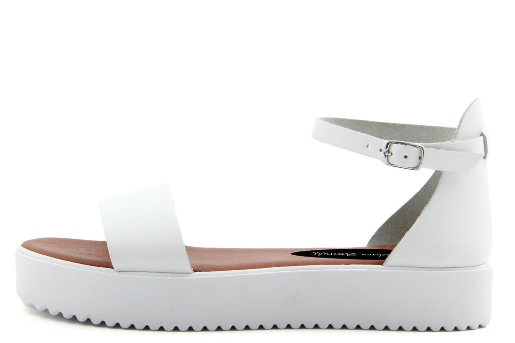 Sandali Platform Made in Italy in pelle colore Bianco