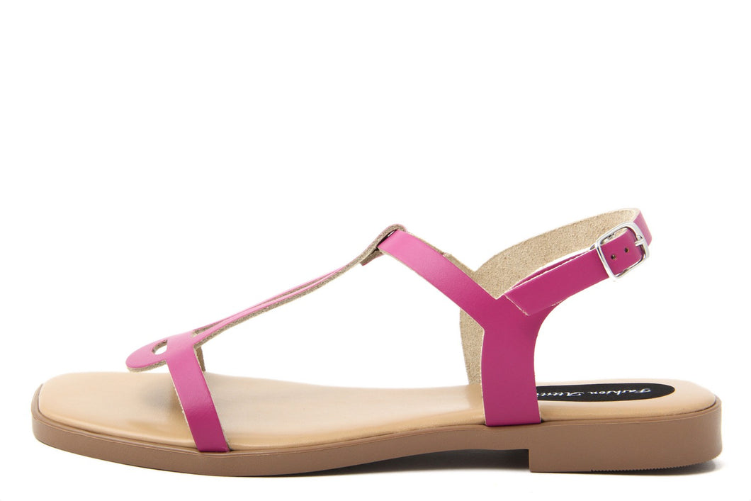 Sandali Flat Made in Italy in pelle colore Rosa