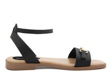 Carica l&#39;immagine nel visualizzatore di Gallery, Sandali Flat Made in Italy in pelle colore Nero
