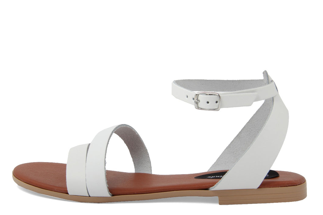 Sandali Flat Made in Italy in pelle colore Bianco