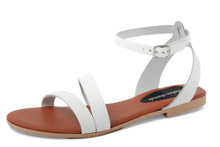 Carica l&#39;immagine nel visualizzatore di Gallery, Sandali Flat Made in Italy in pelle colore Bianco
