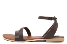 Carica l&#39;immagine nel visualizzatore di Gallery, Sandali Flat Made in Italy in pelle colore Marrone
