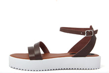 Carica l&#39;immagine nel visualizzatore di Gallery, Sandali Platform Made in Italy in pelle colore Marrone
