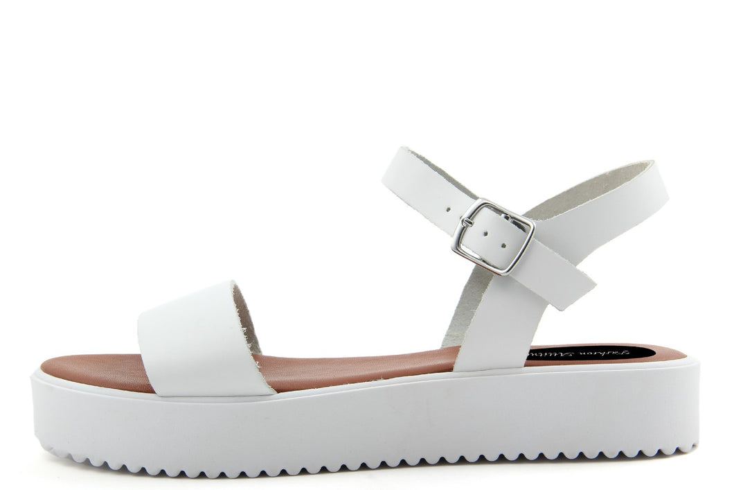 Sandali Platform Made in Italy in pelle colore Bianco
