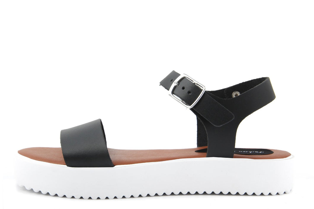 Sandali Platform Made in Italy in pelle colore Nero