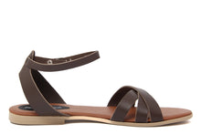 Carica l&#39;immagine nel visualizzatore di Gallery, Sandali Flat Made in Italy in pelle colore Marrone
