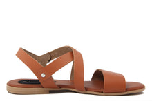 Carica l&#39;immagine nel visualizzatore di Gallery, Sandali Flat Made in Italy in pelle colore Cuoio
