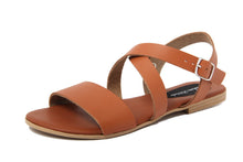 Carica l&#39;immagine nel visualizzatore di Gallery, Sandali Flat Made in Italy in pelle colore Cuoio
