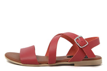 Carica l&#39;immagine nel visualizzatore di Gallery, Sandali Flat Made in Italy in pelle colore Rosso
