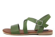 Carica l&#39;immagine nel visualizzatore di Gallery, Sandali Flat Made in Italy in pelle colore Verde
