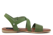 Carica l&#39;immagine nel visualizzatore di Gallery, Sandali Flat Made in Italy in pelle colore Verde

