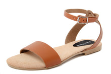 Carica l&#39;immagine nel visualizzatore di Gallery, Sandali Flat Made in Italy in pelle colore Marrone
