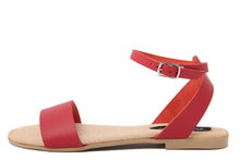 Carica l&#39;immagine nel visualizzatore di Gallery, Sandali Flat Made in Italy in pelle colore Rosso
