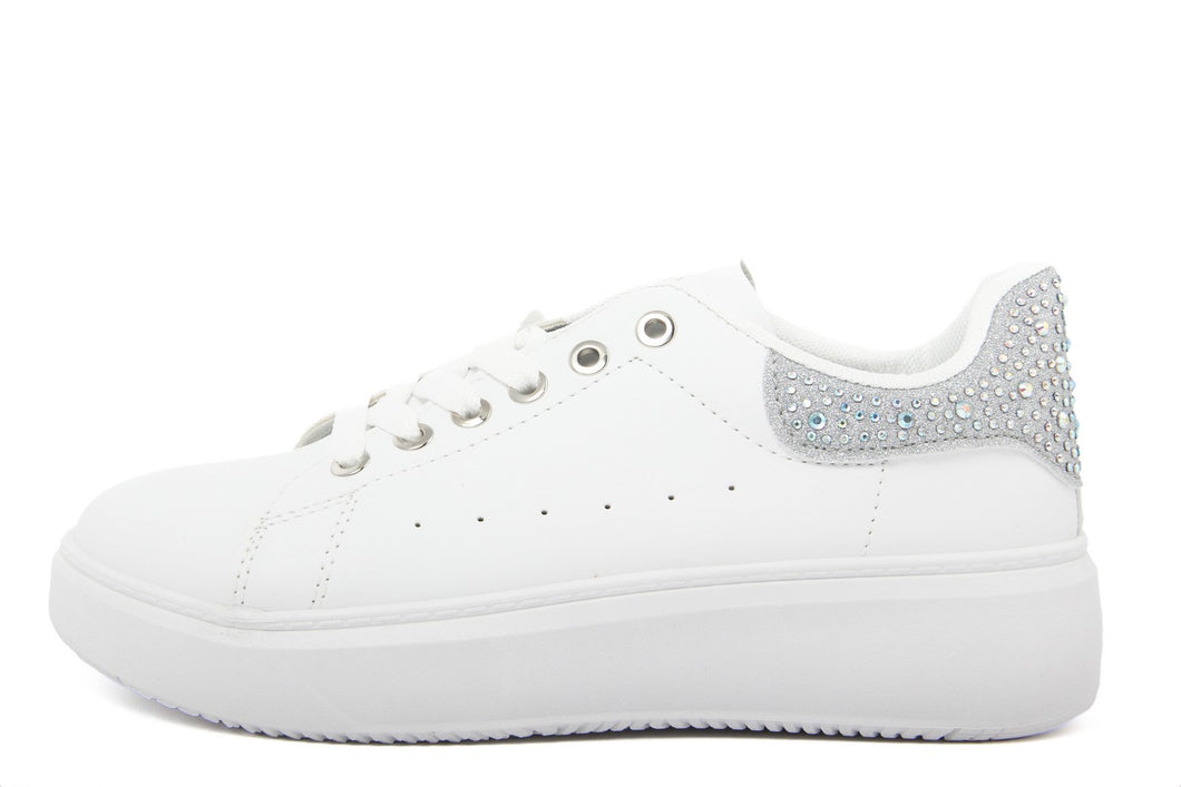 Sneakers Donna colore Bianco/Argento Glitter