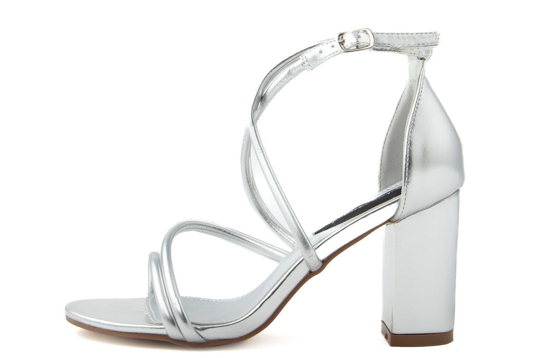 Sandali con tacco Donna Argentato