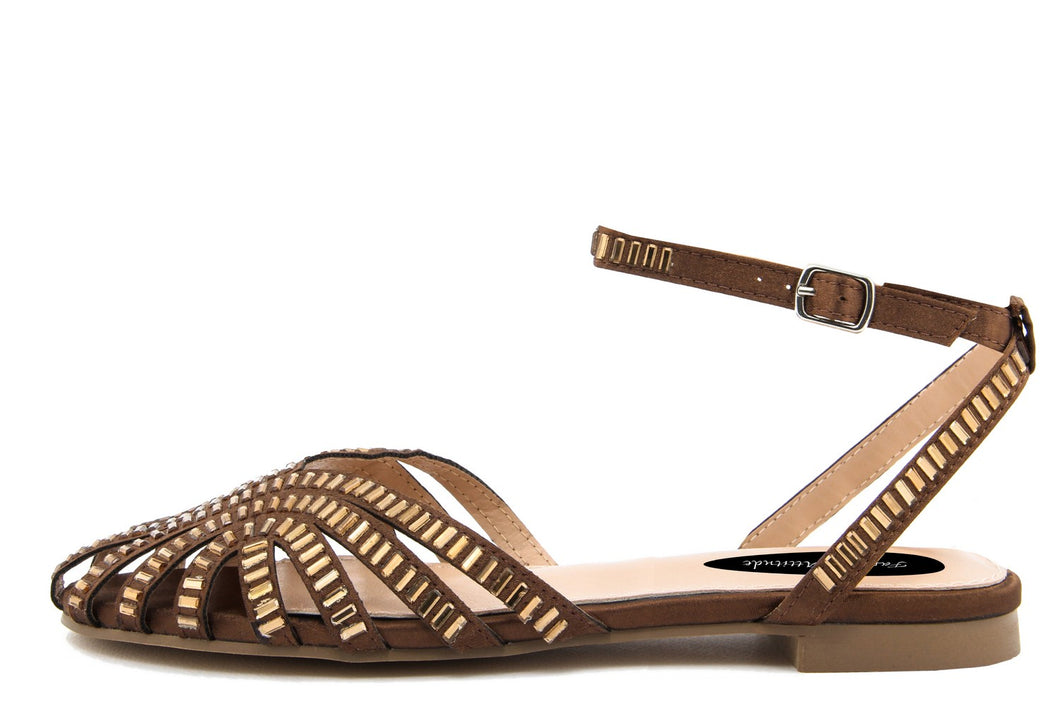 Sandalo flat Donna colore Marrone