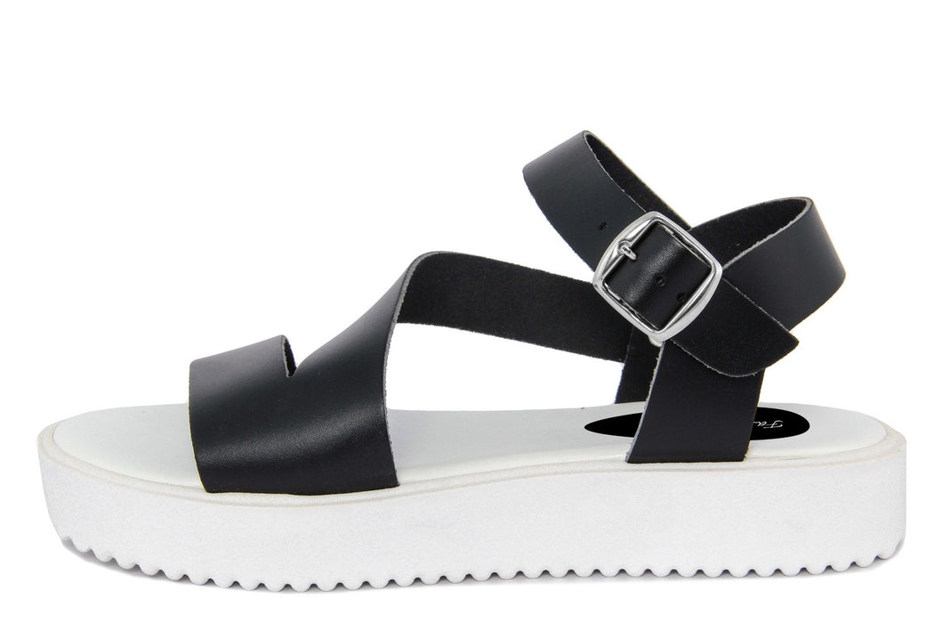 Sandali platform Donna in Pelle Nero