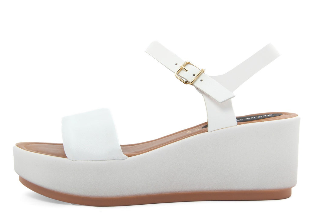 Sandalo con zeppa Donna colore Bianco