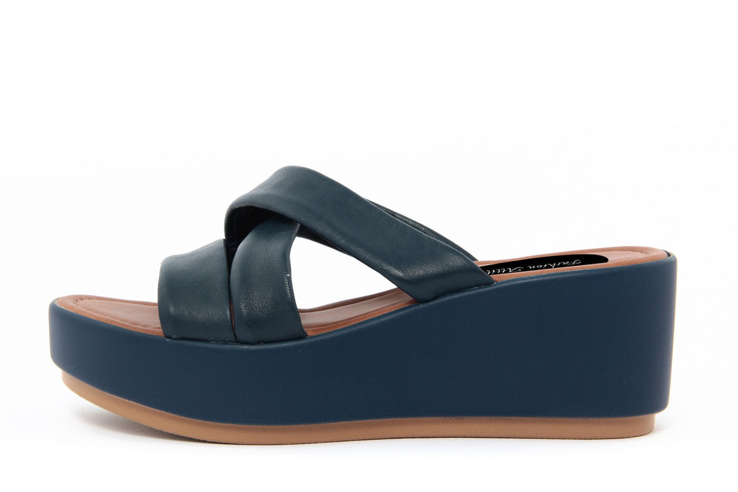 Sandalo con zeppa Donna colore Blu