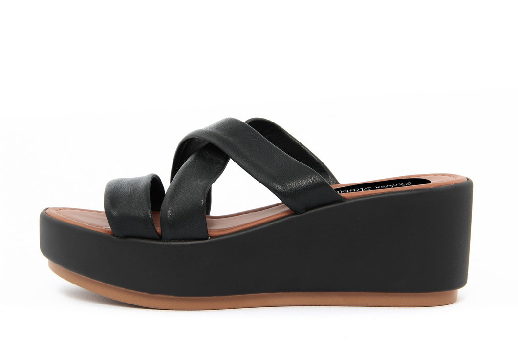 Sandalo con zeppa Donna colore Nero