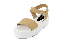 Carica l&#39;immagine nel visualizzatore di Gallery, Sandali platform Donna in Pelle Senape
