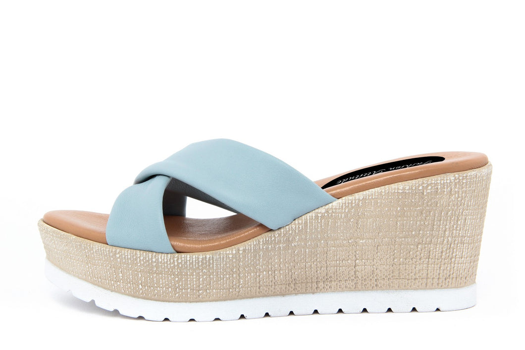 Sandalo con zeppa Donna colore Blu